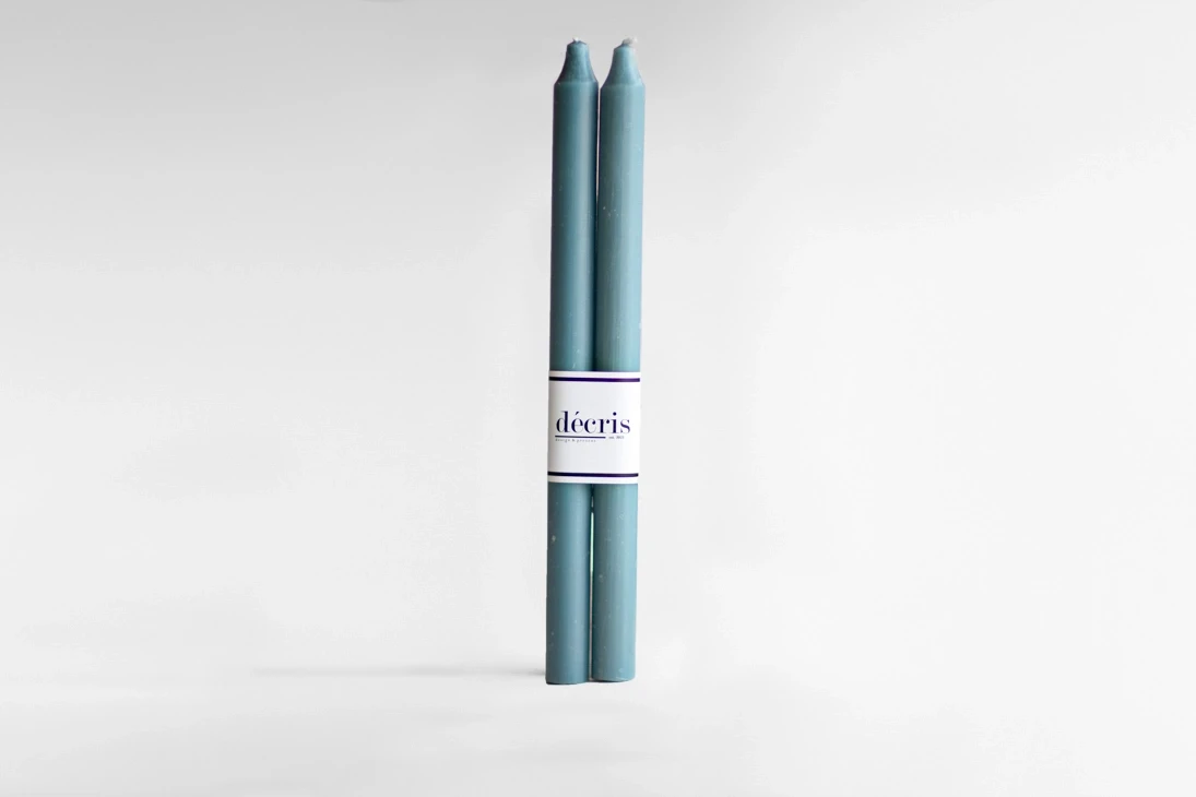 2li Konik Mavi Şamdan Mum 29 cm