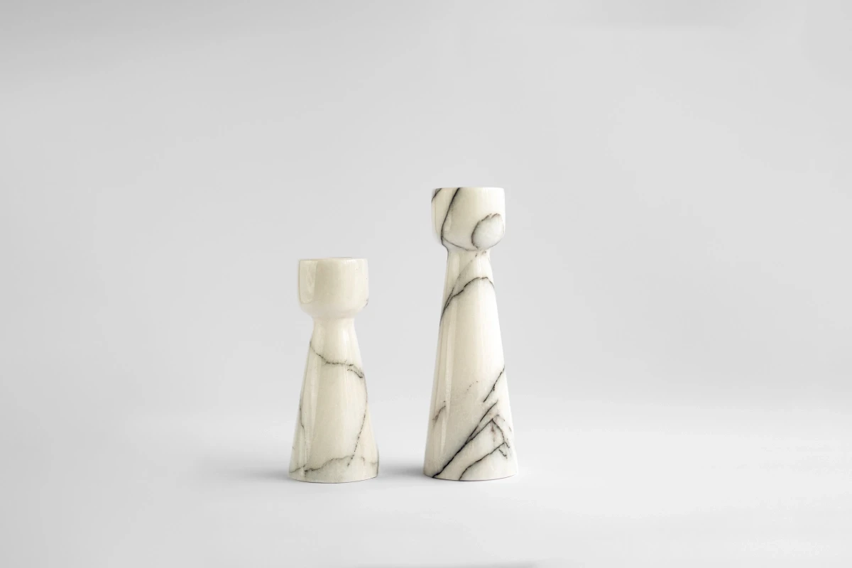 Cone 2li Leylak Mermer Şamdan