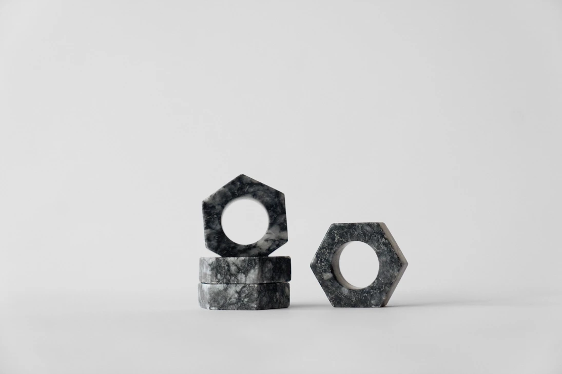 Dot 4lü Antrasit Mermer Peçete Halkası